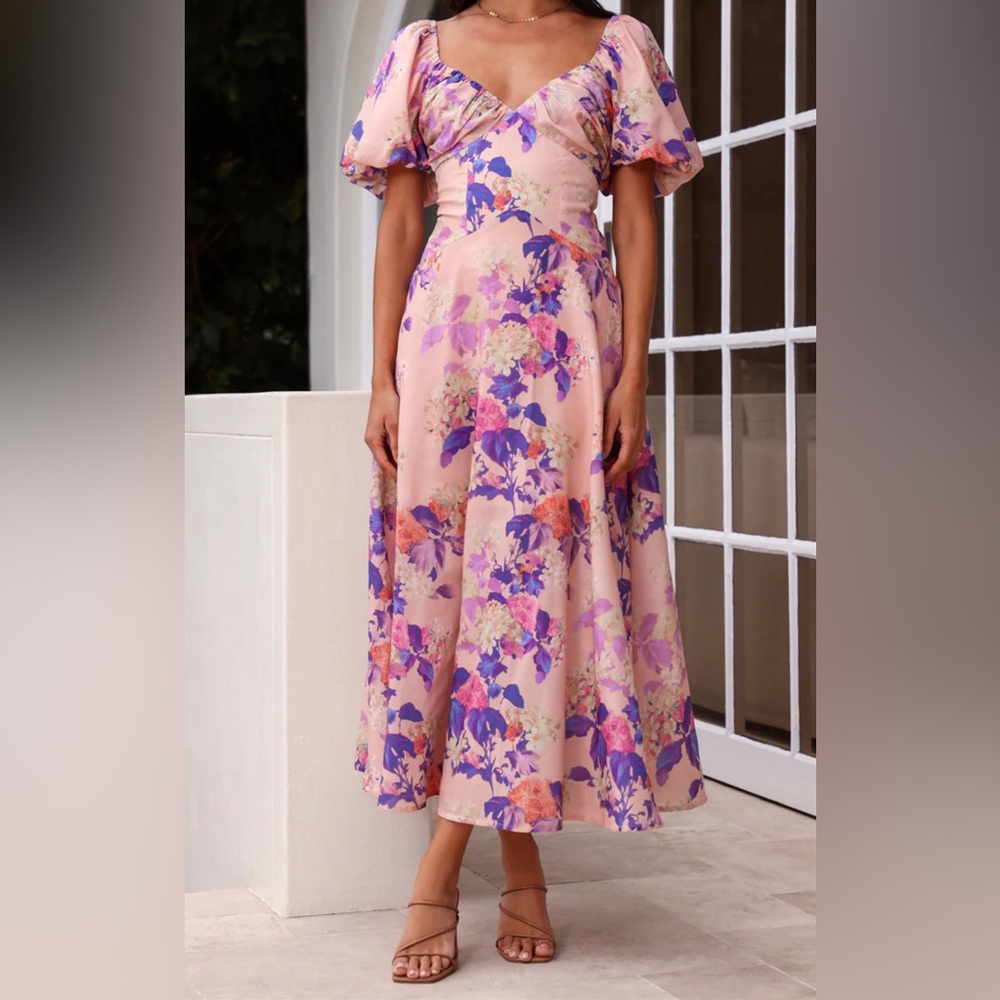 Hello Molly - Daytime Glisten Short Sleeve Midi Dress - Pink - M (US 6) NWT